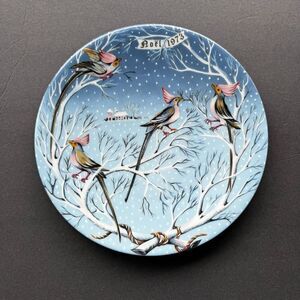 Noël 1973 Four‎ Coly Birds Haviland Limoges Christmas Plate, France Remy Hetreau